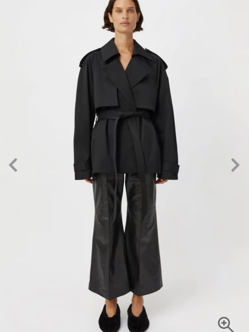 camilla & marc Black Belted Cropped Trench Coat